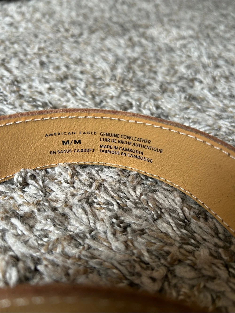 American Eagle Women’s Floral Embossed Genuine Cow Leather Belt in Tan - Medium